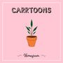 "CARRTOONS", "Homegrown", Illustration eines Topfes mit Pflanze auf rosa Hintergrund.