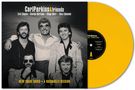 „Carl Perkins & Friends“ steht oben, darunter Namen von Musikern. Fünf Männer in Schwarz-Weiß, eine gelbe Schallplatte rechts., LP