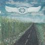 Logo: Rad mit Flügeln, Illustration: Eine Straße zwischen Feldern, wildes Gras mit Blumen, blauer Himmel mit Wolken., CD