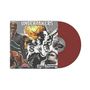 "UNDERTAKERS" oben, "Global Dominion" unten. Collage mit Explosion, Männern in Anzügen und einer Waffe. Rote Vinyl-Schallplatte., LP