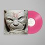 Rote Schrift "DMW" über einem steinernen Gesicht. Pinke Vinyl-Schallplatte daneben, weißes Label mit grüner Schrift., LP