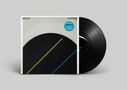 Text: "peter gall", "drum seeds". Schlichtes Plattencover mit schwarzen Halbkreis und gelber, blauer Linie., LP