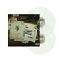 Text: "CONWAY THE MACHINE PRESENTS DRUMWORK THE ALBUM, CONFIDENTIAL." Aktenordner auf einem Tisch, zwei weiße Schallplatten., 2 LPs