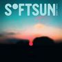 "S°FTSUN" und "ETERNAL SUNRISE" sind in großen Buchstaben zu sehen, darunter unscharfe Silhouette eines Sonnenaufgangs., LP