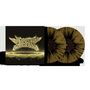 Text "BABYMETAL" in Gold auf schwarzem Hintergrund. Zwei gold-schwarz gesprenkelte Vinyl-Schallplatten., 2 LPs