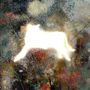 Überstrahlte weiße Katzensilhouette in einem abstrakten, bunten Hintergrund., CD