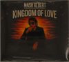 "NASH ALBERT" und "KINGDOM OF LOVE" sind groß in der Mitte. Darunter eine Person mit Sonnenbrille vor einem rot-orangen Himmel., CD