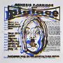 "GENESIS P-ORRIDGE with PTV3" und "Recklessness being the most appealing human emotion." Gesicht in Linienstil.