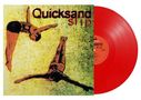 "Quicksand Slip" steht oben. Zwei schwimmende Figuren vor einem gelben Hintergrund, daneben eine rote Schallplatte., LP