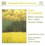 Eugen D'Albert Piano Concertos Nos. 1 and 2, Overture: Esther; Joseph Banowetz, Moscow Symphony Orchestra. Logo oben links, Naturbild mit Feld und Bäumen.