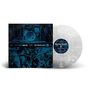 Text: "CCA519 31:32.560 45 RPM INCENDIARY". Schwarz-weiße Marmor-Schallplatte und blaues Cover mit Bandfoto., LP