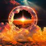 Die Worte "AVTT PTTN" erscheinen inmitten einer orangefarbenen Wolkenlandschaft, der von einem strahlenden Lichtkreis durchbrochen wird., LP