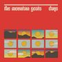 Text: "the mountain goats days". Illustration: Zwölf Sonnenuntergänge auf rotem Hintergrund., CD
