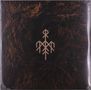 Ein Symbol in Braun- und Schwarztönen ähnelt Runen auf einem fellartigen Hintergrund., 2 LPs
