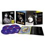 T.REX 1974-1977. Schwarz-weißes Foto eines Mannes mit lockigem Haar und gemustertem Jackett, der ein Mikrofon hält., 5 CDs