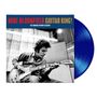 Text: "MIKE BLOOMFIELD GUITAR KING! THE NORMAN DAYRON SESSIONS." Schwarz-weißes Foto eines Mannes mit Gitarre, blaue Schallplatte., LP