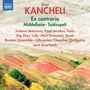 Giya Kancheli, Ex contrario. Namen von Musikern, Orchestern, ein farbenfrohes, hügeliges Landschaftsbild im Hintergrund., CD