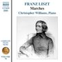 FRANZ LISZT Marches, Christopher Williams, Piano. Illustration eines Mannes in historischer Kleidung, sitzend.