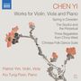 Musikalbum: Chen Yi, Werke für Violine, Viola, Klavier. Titel wie "Spring in Dresden". Aquarell mit roten Blüten., CD