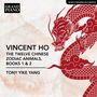 VINCENT HO, THE TWELVE CHINESE ZODIAC ANIMALS, BOOKS 1 & 2, TONY YIKE YANG. Illustration eines roten Drachen., CD