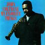 Text: "John Coltrane My Favorite Things." Ein Mann spielt Saxophon vor blauem Hintergrund., Super Audio CD