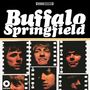 "Buffalo Springfield" in großer weißer Schrift, darunter Schwarz-Weiß-Porträts in einem Filmstreifen-Stil. Logo unten links., 2 LPs