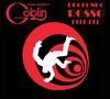 „Claudio Simonetti's Goblin“, „Profondo Rosso Deep Red“. Illustration eines fallenden Mannes in roten Spiralen auf schwarzem Hintergrund.