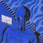 „Okay You Win, End of Days“ ist in weißen Buchstaben links. Eine blaue, humanoide Figur mit einem Treppenmotiv., LP