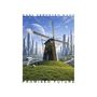 "Carl Verheyen Band Promised Future": Alte Windmühle auf grüner Wiese, futuristische Stadt im Hintergrund, zwei Monde am Himmel., CD