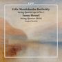 Texte: Felix Mendelssohn Bartholdy - String Quartet op.44 No.3, Fanny Hensel - String Quartet (1834), Minguet Quartett. Hintergrund: abstrakte Malerei in Erdtönen., CD