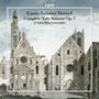 Text: „Louis-Antoine Dornel, Complete Trio Sonatas Op. 3, L’Orfeo Bläserensemble.“ Illustration einer gotischen Kirche.