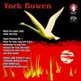 Texte: York Bowen, Music for organ, viola, violin and harp. Weiße Gans fliegt über rotes Schilf vor dunklem Himmel.