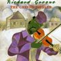 „Richard Greene, The Greene Fiddler“ steht über einem Geiger in violetter Kleidung vor einem Dorfhintergrund.