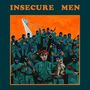 Oben steht "INSECURE MEN". Eine Illustration zeigt maskierte Figuren in grüner Kleidung mit Waffen. Vorne ist ein Mann mit Katze., CD