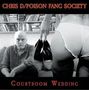 Text: "CHRIS D/POISON FANG SOCIETY COURTROOM WEDDING." Mann in einem Raum mit Bücherregal, andere Person hält Schuhe., LP