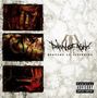 "Burning of Ashes", "Anatomy of Suffering", schwarze, verworrene Schrift; drei dunkle, abstrakte Bilder, unten Hinweis "Explicit Content"., LP