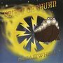 "SPIRIT CARAVAN" oben, "DREAMWHEEL" unten. Illustration: Ein Boot mit leuchtenden Gestalten vor gelbem Wirbel.