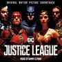 "Justice League Original Motion Picture Soundtrack. Music by Danny Elfman." Helden in Kostümen mit entschlossenem Blick.