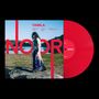 "YAMILA NOOR" in Rot, Frau in weißem Mantel vor See auf einem Felsen stehend, rotes Vinyl., LP