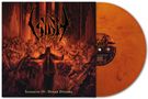 „Scenario IV: Dread Dreams“ ist unten in gelber Schrift zu sehen. Ein orangefarbenes Vinyl zeigt chaotische Dämonen., LP