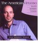 "The American Virtuoso", darunter "Glass, Barber, Tower" und "Paul Barnes, Piano". Ein Mann in einem lilafarbenen Hemd., CD