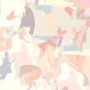 Abstrakte Illustration mit pastellfarbenen Formen in Rosa, Blau und Beige, die sich überlagern und verstreut sind., LP