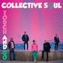 Text: "Collective Soul", "Touch and Go". Fünf Personen stehen nebeneinander vor einem lebhaften, pinken Hintergrund.