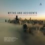 „MYTHS AND ACCIDENTS“. Skyline einer Stadt bei Sonnenaufgang, umgeben von Nebel., CD