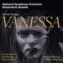 Text im Bild: "National Symphony Orchestra, Gianandrea Noseda, Samuel Barber, VANESSA". Gesicht hinter durchsichtigem Schleier.