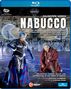 Texte: "NABUCCO", "GIUSEPPE VERDI", "Anna Netrebko", "Fondazione Arena di Verona". Zwei Figuren in extravaganten Kostümen., Blu-ray Disc