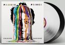 "PRARIE PRINCE" oben, "COLOURS PASSIONS" unten. Kunstwerk mit bunten Farben, die über ein Gesicht fließen., 2 LPs