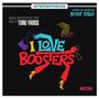 Text: „STEREOPHONIC“, „ORIGINAL MOTION PICTURE SCORE“, „MUSIC BY TUNE-YARDS“, „WRITTEN AND DIRECTED BY BOOTS RILEY“, „LOVE BOOSTERS“, „NEON“. Illustration: Bunte, dynamische Formen und ein Accessoire., LP