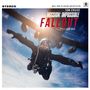 "Mission: Impossible Fallout" in großen Buchstaben, darunter ein Fallschirmspringer in der Luft vor einem Flugzeug., 2 LPs