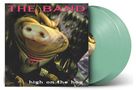"The Band" und "high on the hog" in rosa und weißer Schrift. Illustration eines Schweins in Anzug mit grüner Vinylplatte., 2 LPs